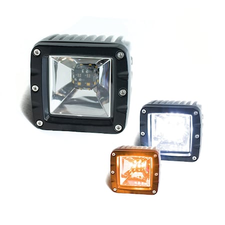 Race Sport 3X3In 2-Function Led Cube Style Forward Light (White/Amber) RS12KA